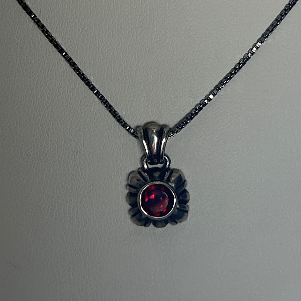 Artisan Made In Italy Sterling Silver Genuine Red Garnet Necklace